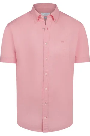 McGregor Cotton/ Linen Mini Houndstooth Shirt S/s Rf Coral Red