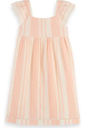 Scotch&Soda Capped Sleeve Striped & Embroidered Lightweight Dress Beach