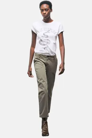 The Kooples Pantalon Cargo Mix Coloris Kaki Olive Night