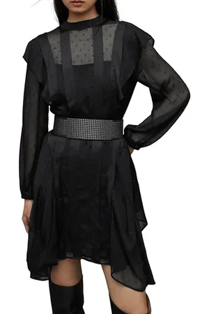 AllSaints Fleur Shim Ls Dress Black Shimmer