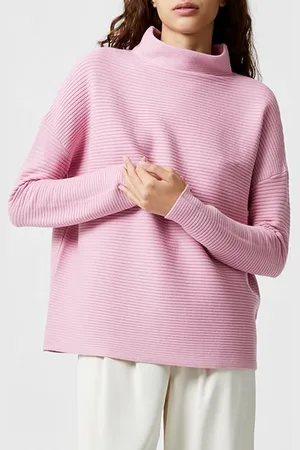 French Connection Babysoft Rib Mock Neck Jumper Foxglove