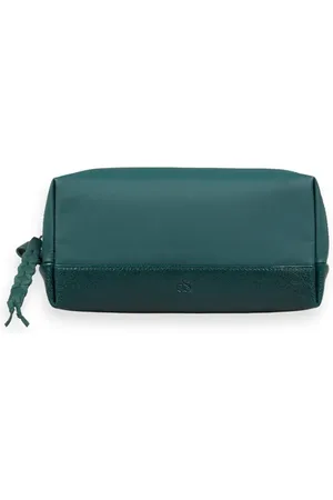 Scotch&Soda Large Leather Makeup Bag Bottle Green