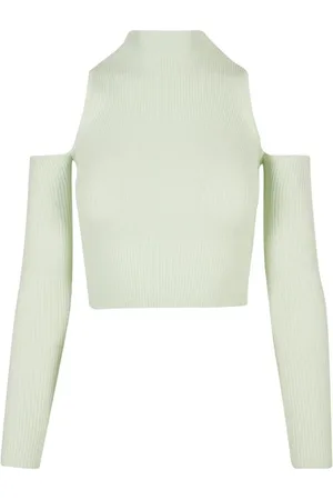 Urban classics Ladies Rib Knit Cut Out Sleeve Longsleeve Lightmint