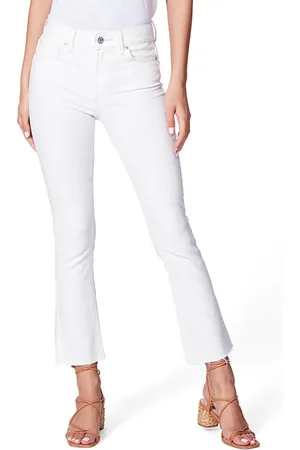 Paige Colette Crop Flare Raw Hem Golden Sand Distressed