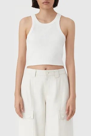 Closed Cropped Tank Top T-shirts Ecru