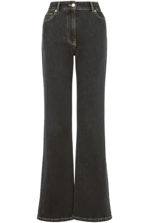 Moschino Flared Trousers In Black Stretch Denim Black
