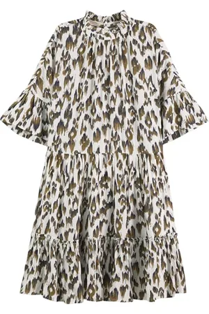 Scotch&Soda Short Dress With Ruffle Sleeve Detail Brushed Ikat Army Gree
