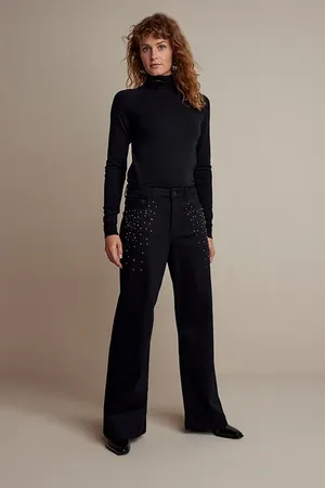 Summum Woman 25years: Wide Leg Jeans Black Black Reaction Denim Black Den