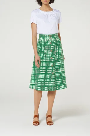 LK Bennett Annelin Midi Skirt Green/white