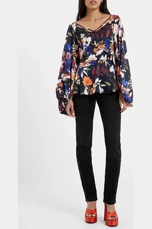 French Connection Brooke Aleeya Satin Top Black