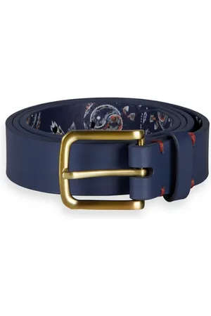 Scotch&Soda Recycled Leather Belt With Printed Backside Storm Blue