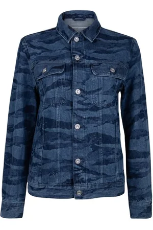 French Connection Laser Etched Denim Jacket Mid Wash