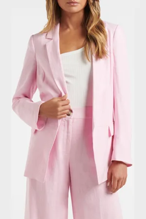 Forever New Lila Linen Blazer Pink