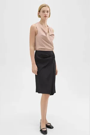 THEORY Twisted Midi Skirt Black