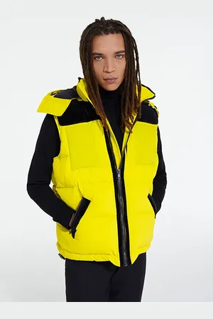 The Kooples Sleeveless Down Jacket With Contrasted Yoke Yellow Fluo
