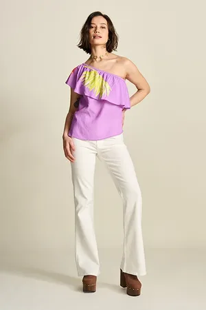 POM Amsterdam Jeans - Kate Flare Blooming Ecru Beige