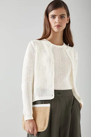 LK Bennett Ava Crew Cardigan Pure White