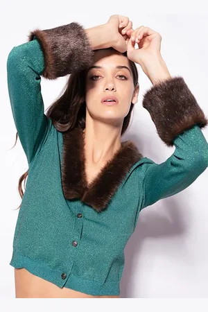Pinko Blue Lagoon Cardigan Lurex Van Green/green