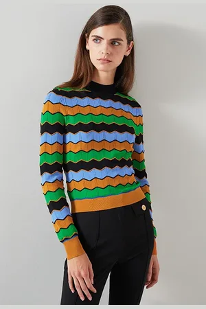 LK Bennett Elina Zig Knitted Sweater Multicolor