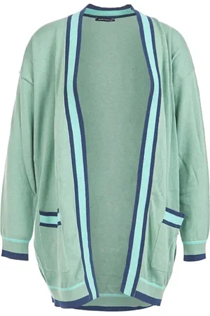 River Woods Long Cardigan Ls Tricolor Str Pistache