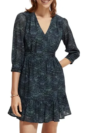 Scotch&Soda Wrap Mini Dress Feather Bottle Green