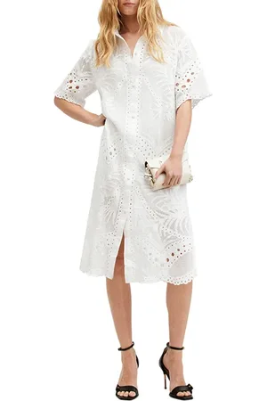 AllSaints Meria Broderie Dress Optic White