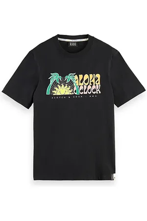 Scotch&Soda Retro Graphic Jersey T-shirt In Organic Cotton Black