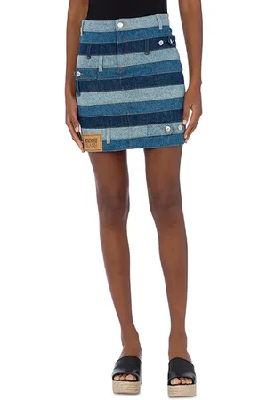 Moschino Patchwork Denim Mini Skirt Blue