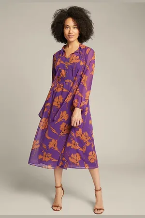Elena Miro Printed Georgette Dress Violet