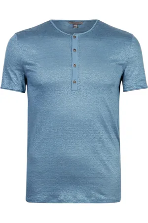 John Varvatos Bleecker Regular Fit Ss Henley With Pick Dutch Blue