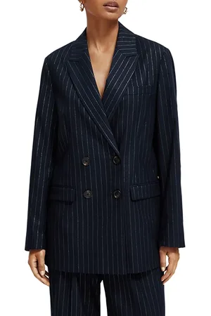 Scotch&Soda Double Breasted Pinstripe Boyfriend Blazer Night Pinstripe