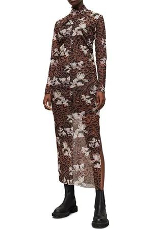 AllSaints Tia Alessandra Dress Animal Brown