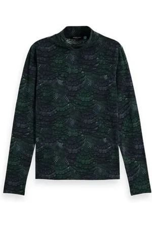 Scotch&Soda All Over Printed Mockneck Long Sleeved Shirt Feather Bottle