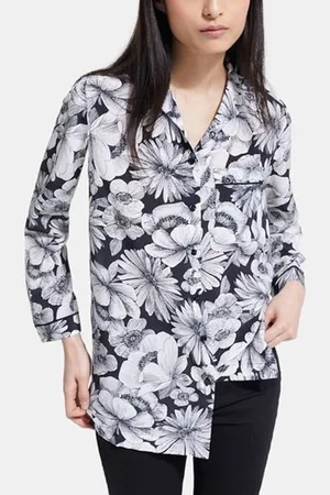 The Kooples Chemise Manches Longues Print Romantic Garden Black White