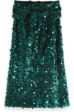 Scotch&Soda Sequin Embellished Pencil Midi Skirt Teal