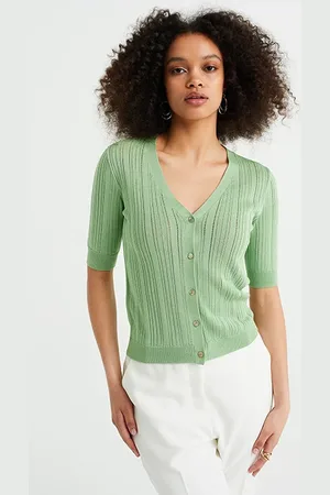 WE Fashion Knitted Cardigan Light Green