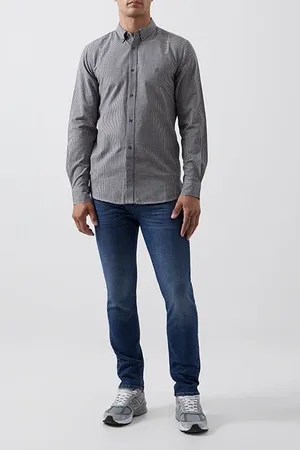 French Connection Gingham Long Sleeve Shirt Dark Navy/ecru Gingh