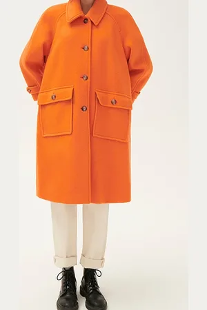 American Vintage Shirt Collar 7/8 Sleeves Coat Tangerine