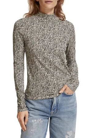 Scotch&Soda All Over Printed Mockneck Long Sleeved Shirt Leopard Spot