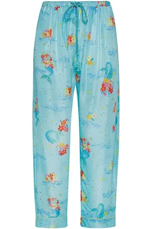FORTE FORTE Forte Forte "the Mermaids Song" Print Habotai Silk Pants Acqua