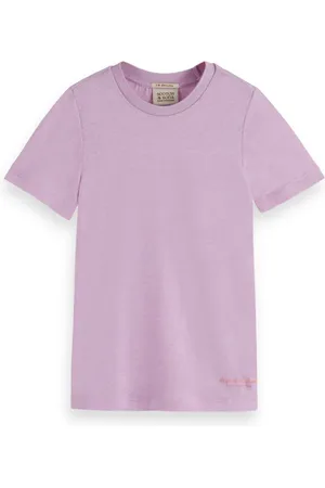 Scotch&Soda Girls Slim-fit Linen-blend T-shirt Orchid