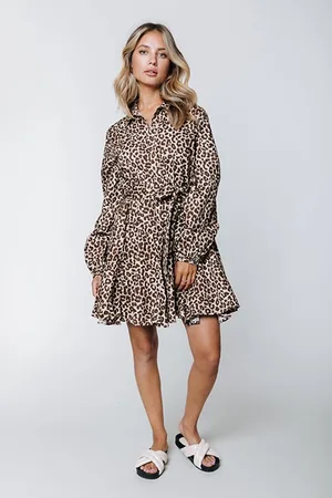 Colourful rebel Minon Leopard Mini Dress Sand