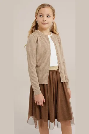 WE Fashion Knitted Cardigan Gold