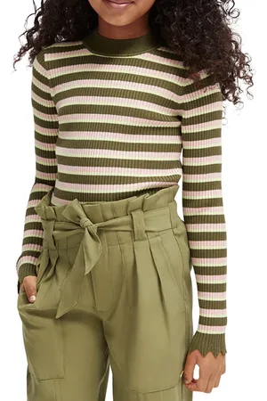 Scotch&Soda Slim-fit Rib Stripe Pullover Military Pink Stripe