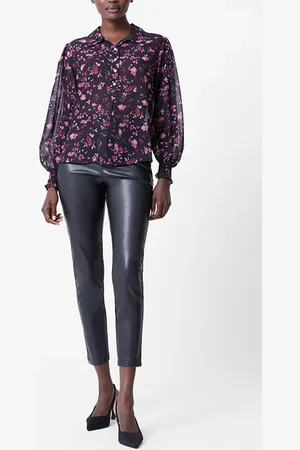 French Connection Aden Ruched Cuff Top Black