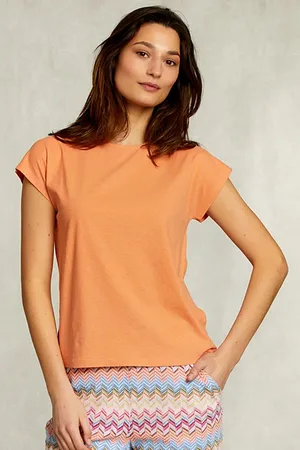 River Woods Orange Cotton Sleeveless T-shirt Orange