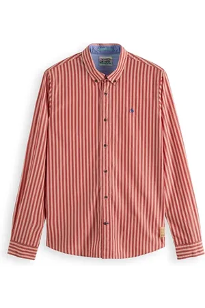 Scotch&Soda Slim Fit Striped Organic Cotton- Poplin Shirt Combo D