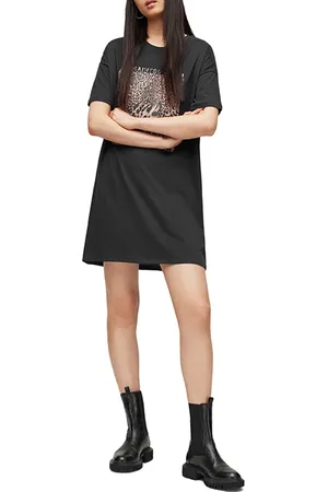 AllSaints Capsu Kiku Tee Dress Washed Black