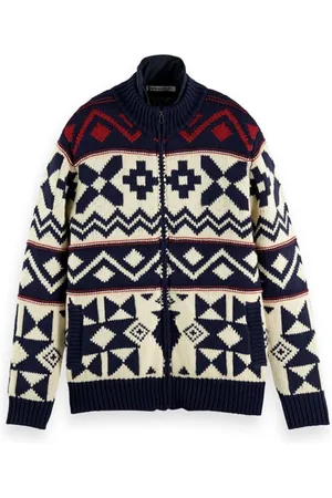 Scotch&Soda Chunky Wool-blend Zip Cardigan With Detachable Inner Jacket