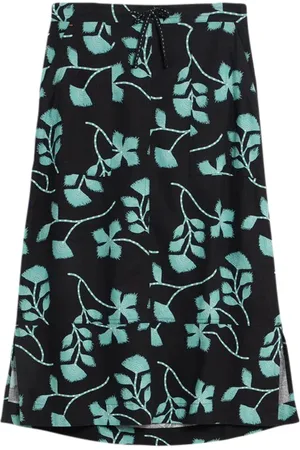 White Stuff Elle Linen Blend Skirt Black Printed